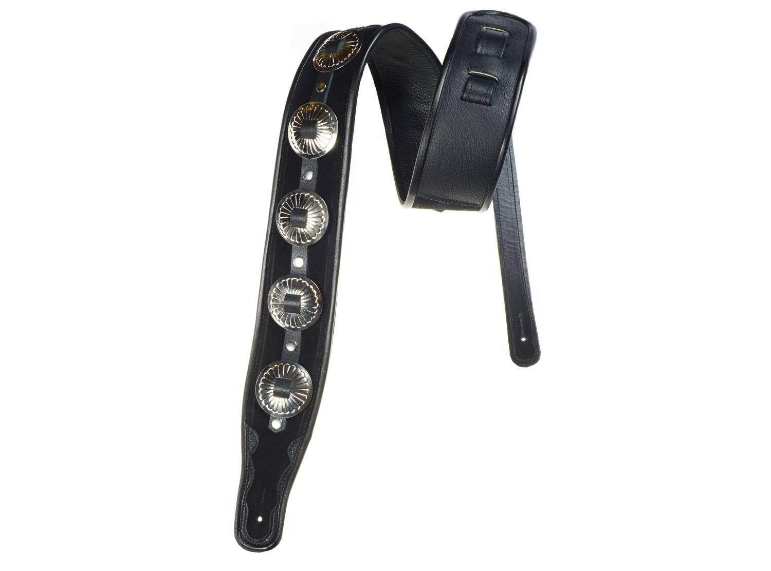 Jodi Head 2.5" EmmyLou Conchos Suede Guitar Strap, Black