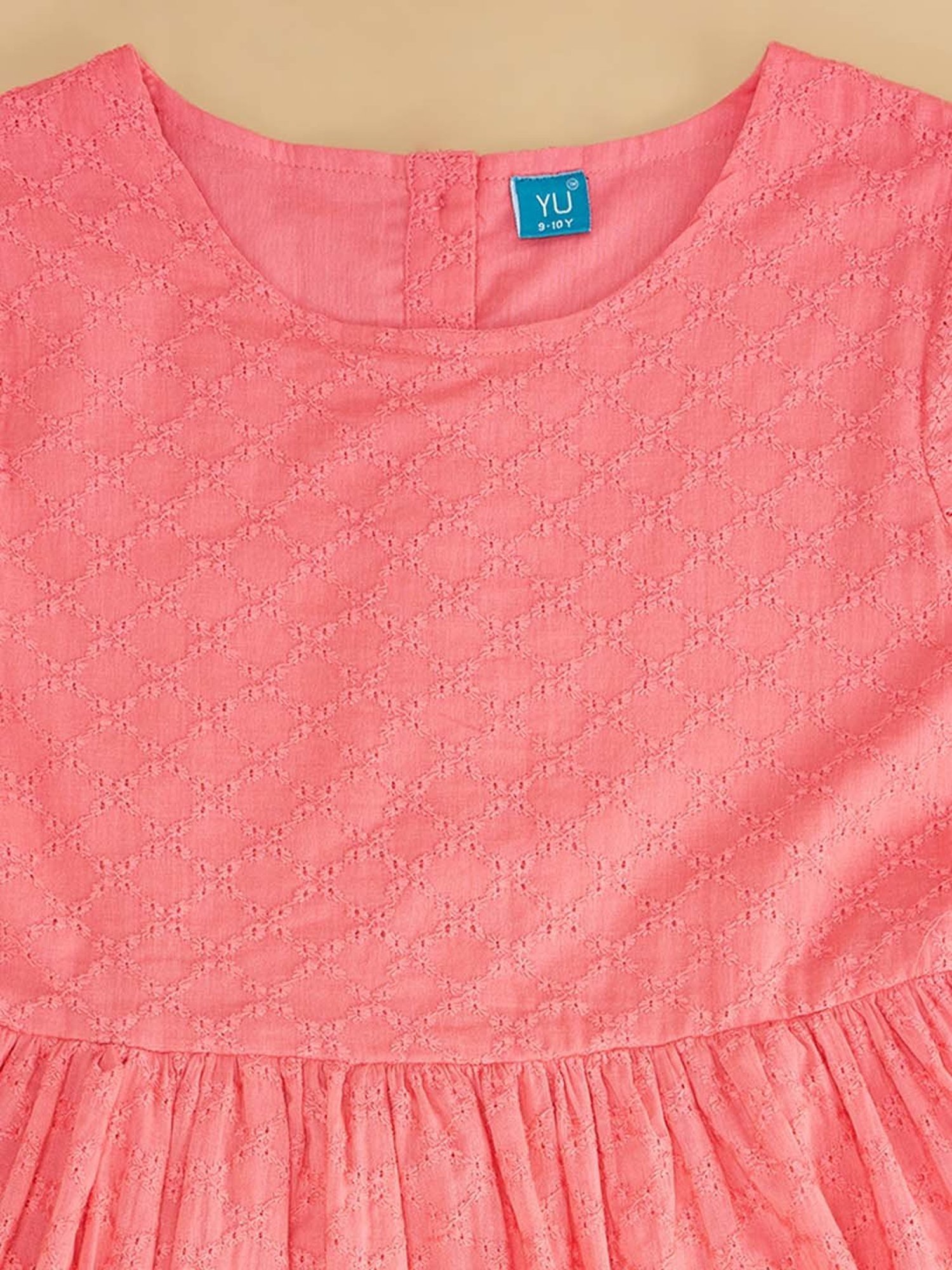 YU by Pantaloons Kids Pink Cotton Embroidered Dress