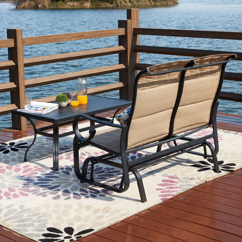 2pc Iron Patio Glider Bench Seating Set - Patio Festival