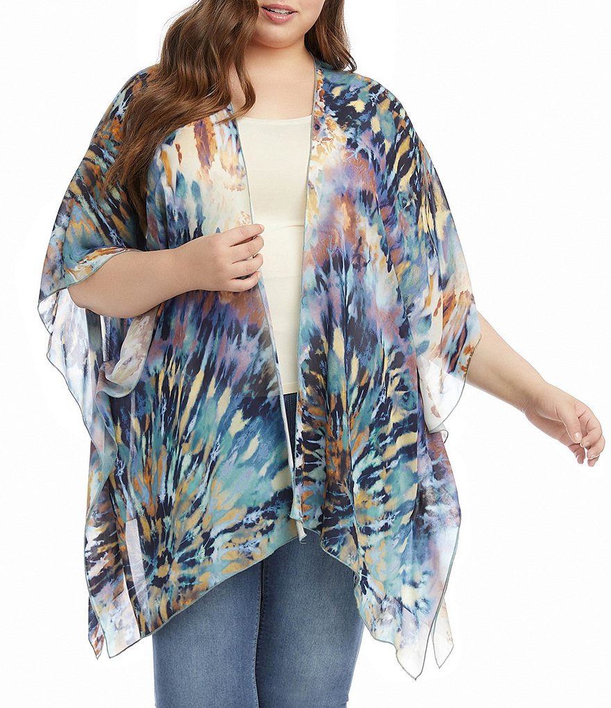 Karen Kane Plus Size Tie Dye Sheer Kimono Jacket