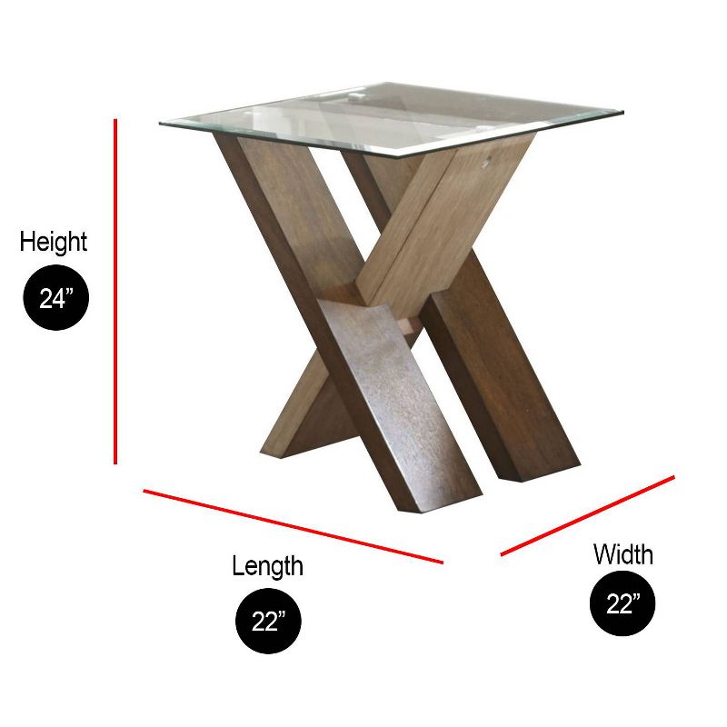 Tasha End Table Glass and Wood - Steve Silver