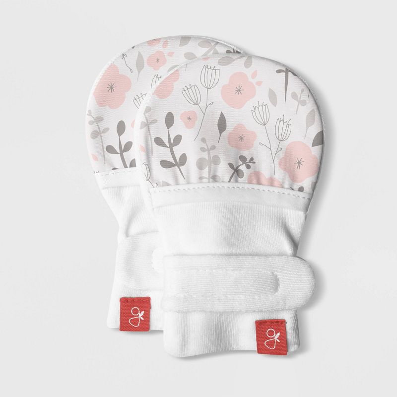 Goumi Baby Girls' Organic Cotton Enchanted Garden Floral Mittens - Pink 0-3M