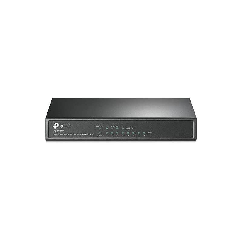 8 Port Fast Ethernet 10/100Mbps PoE Switch | 4 PoE Ports @57W | Desktop | Plug & Play | Sturdy Metal w/ Shielded Ports | Fanless | Limited Lifetime Protection | Unmanaged (TL-SF1008P)