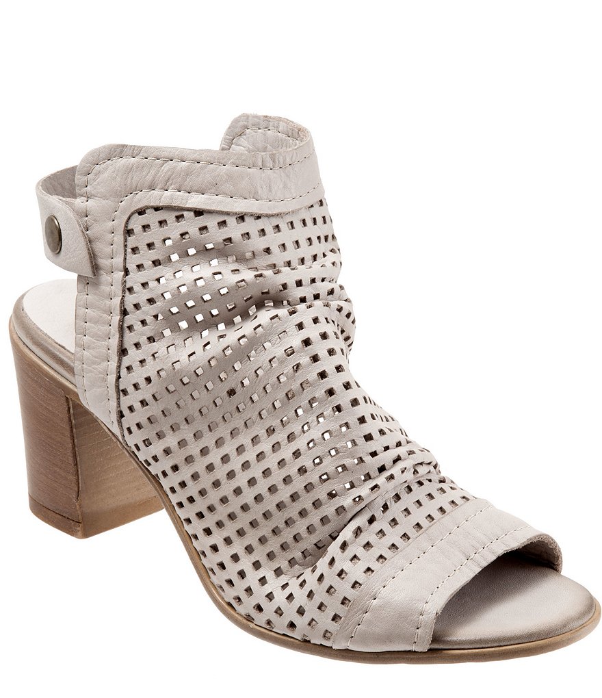 Bueno Udo Perforated Leather Slingback Block Heel Sandals