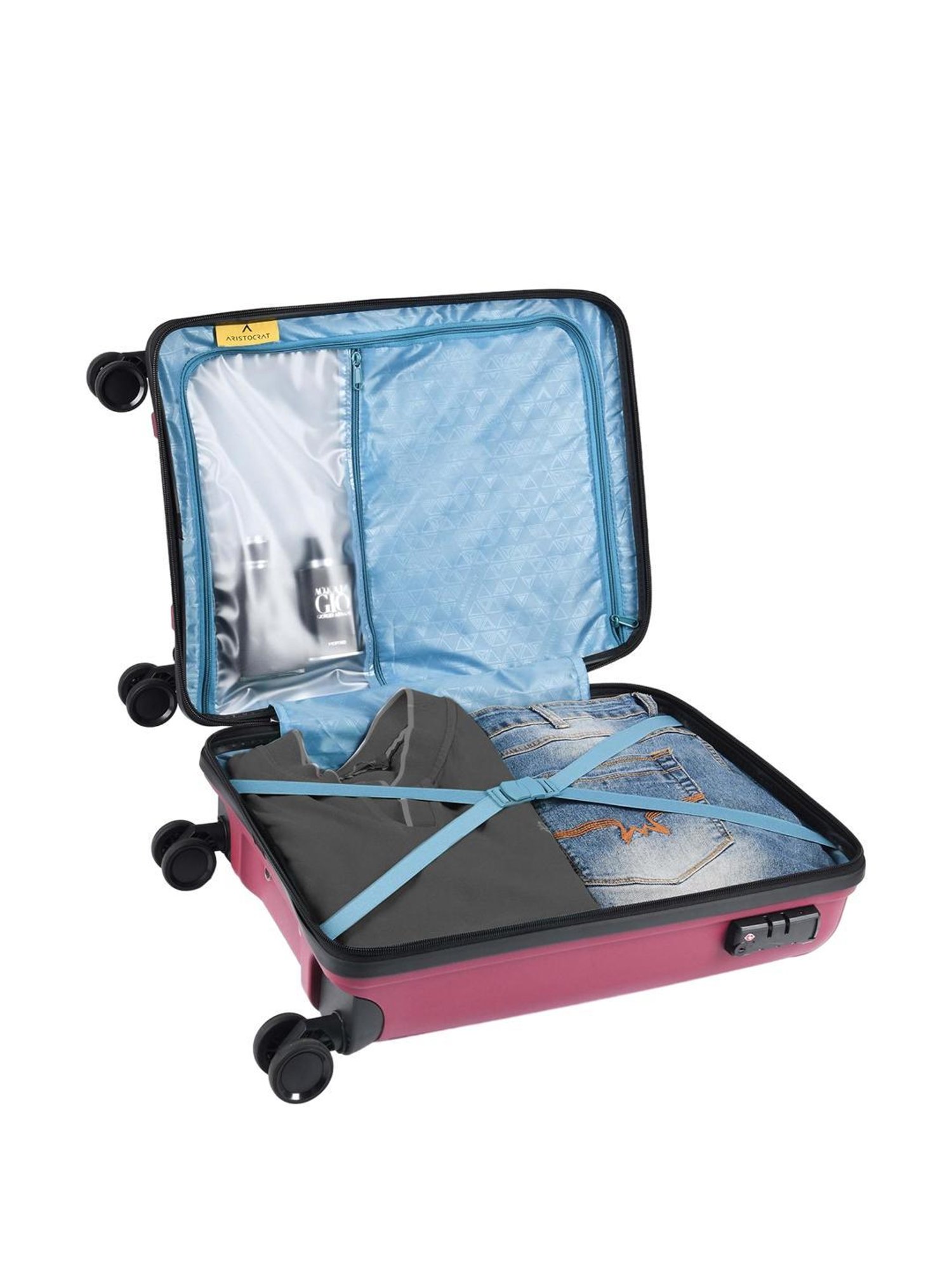 Aristocrat Maroon Textured Hard Cabin Trolley Bag - 22 cm