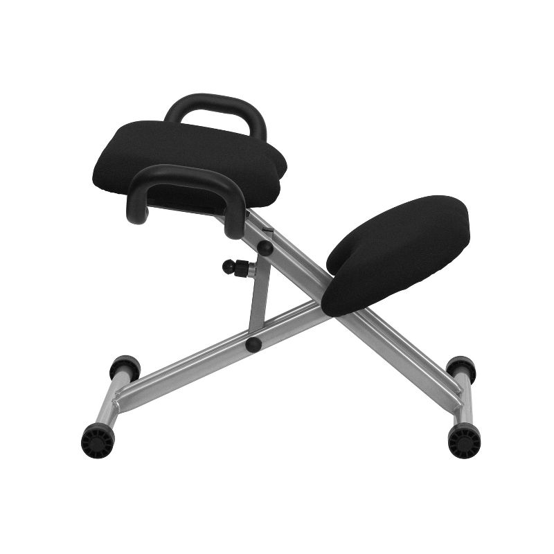 Ergonomic Kneeling Chair in Black Fabric with Handles - Flash Furniture
