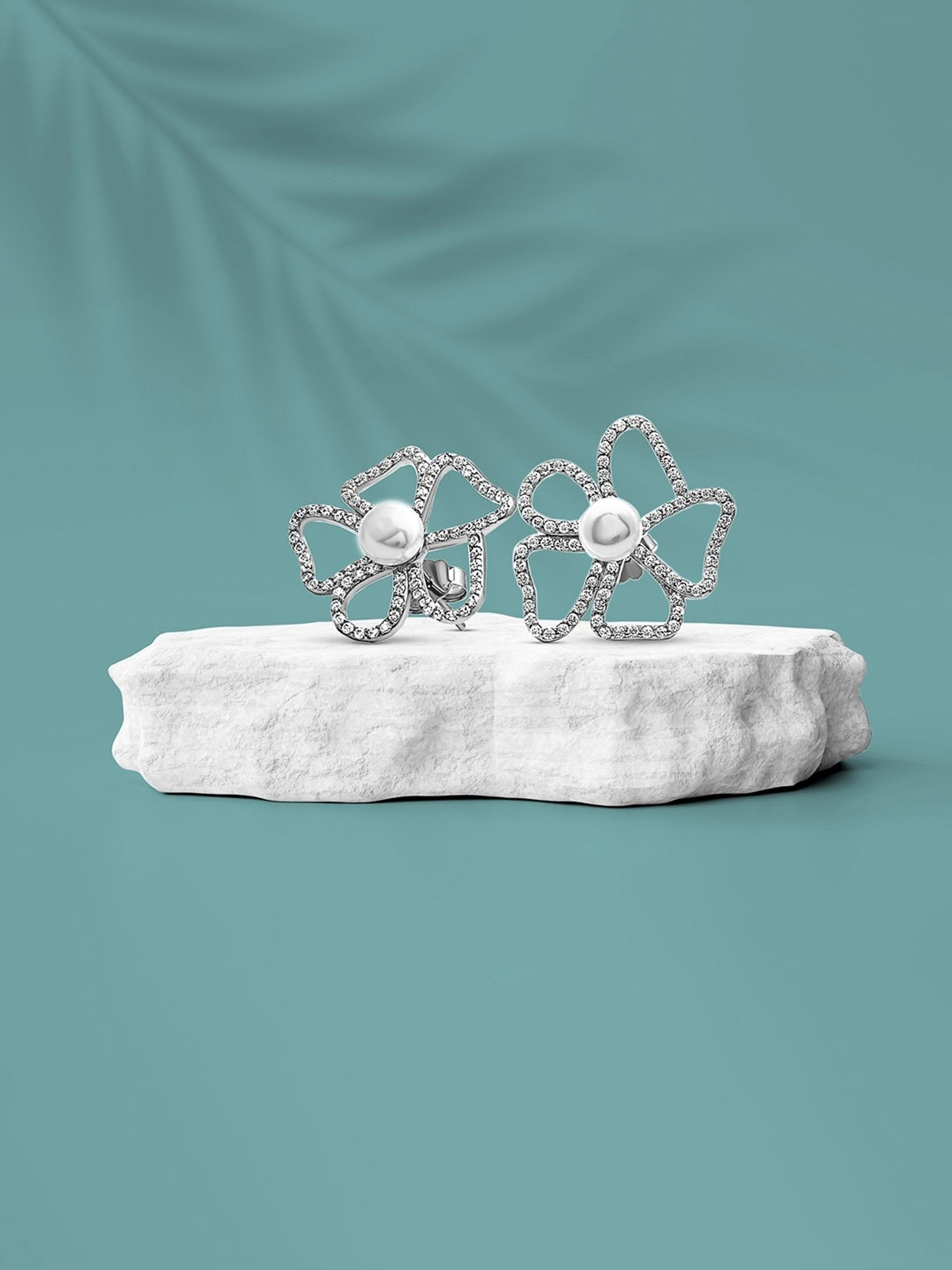 Silberry 92.5 Sterling Silver Floral Pearl Earrings for Women