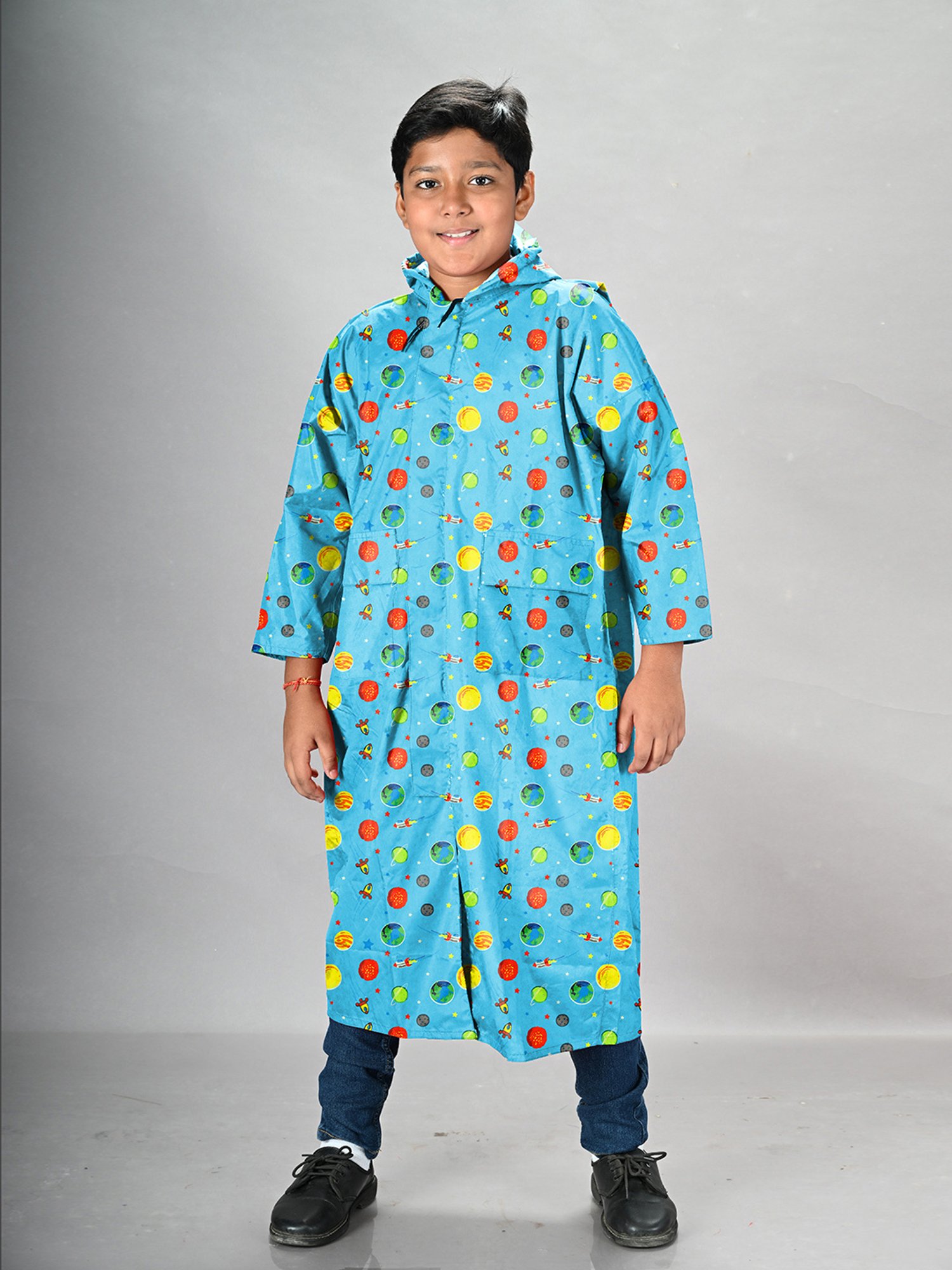 Little Surprise Box Kids Yellow Printed Full Sleeves Raincoat