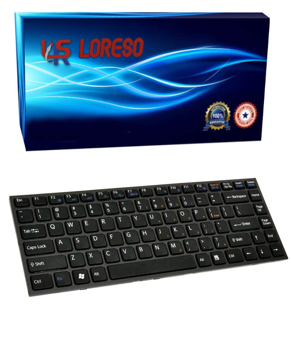 Loreso Compatible Laptop Keyboard Replacement For Sony VAIO VPCY1 VPCY2 VPC-Y1 VPC-Y2 9J.N0U82.K0U 95007464 148768711 148768561 148768661 9J.N0U82.M0R 9J.N0U82.K0R NSK-S8M0R Black with Black frame