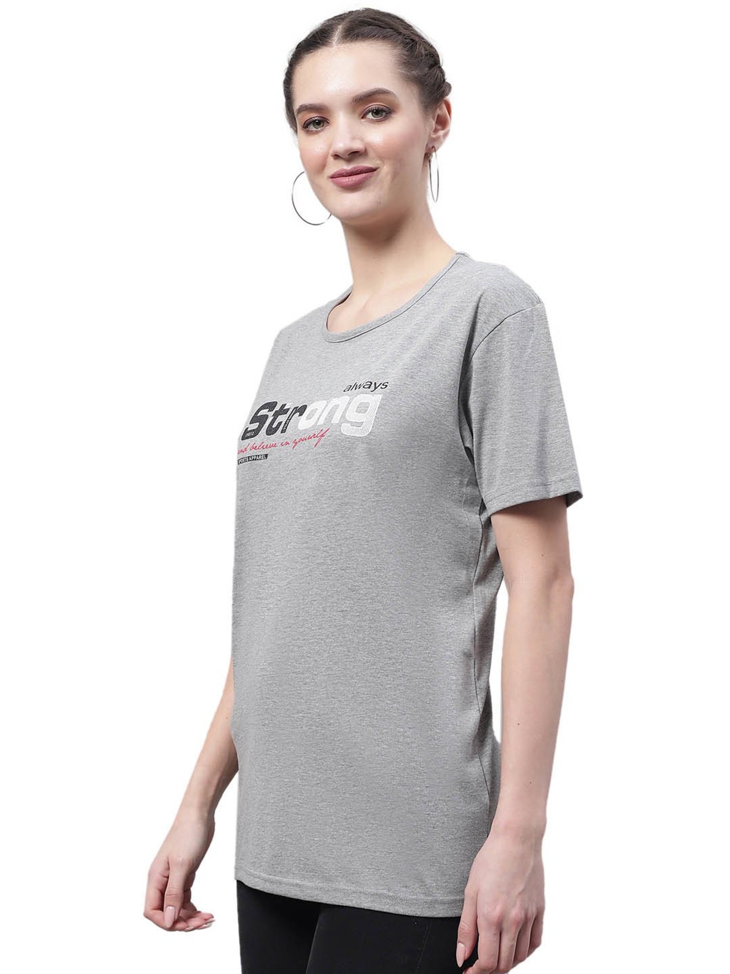 Vimal Jonney Grey Cotton Graphic Print T-Shirt