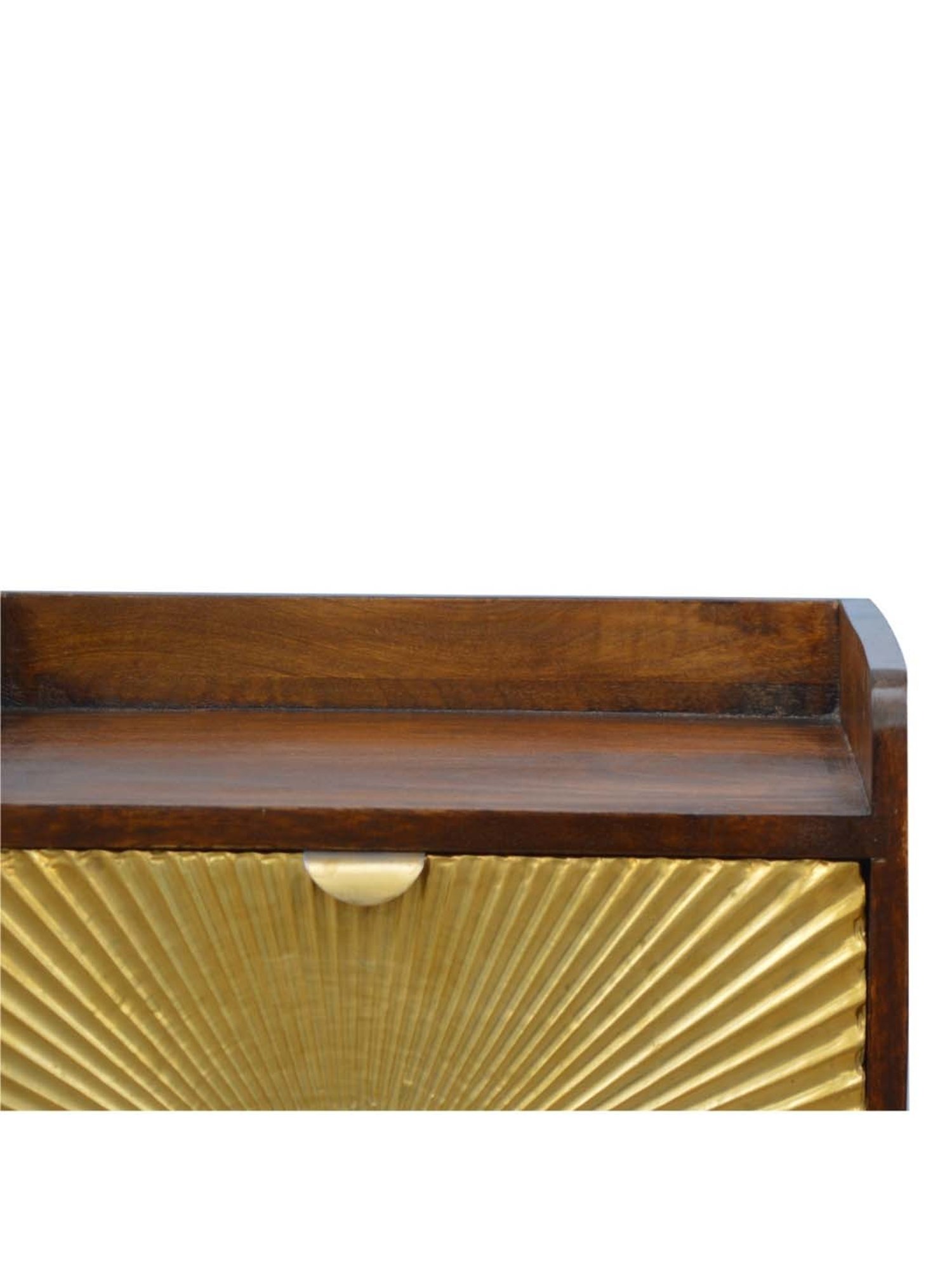 Artisan Furniture Textured Manila Brown Bedside Table With Golden Drawer