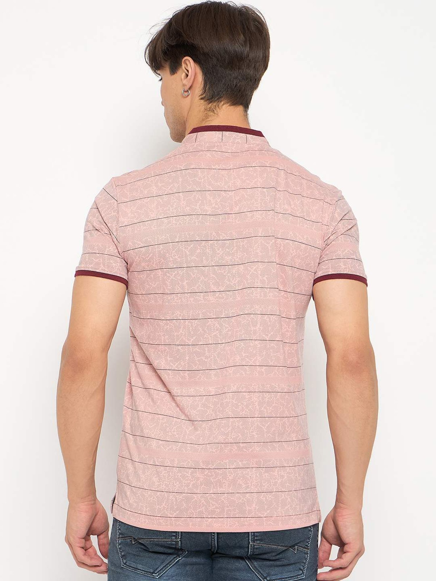 Duke Pink Slim Fit Striped T-Shirt