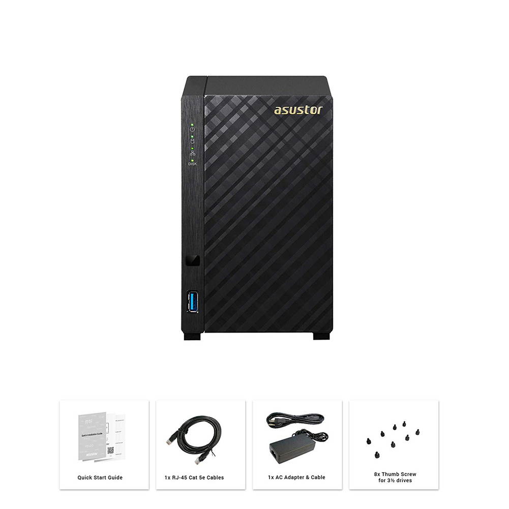 Asustor NAS AS1002T v2 + 28TB WD Ultrastar HDD (Two 14TB HDD Included)