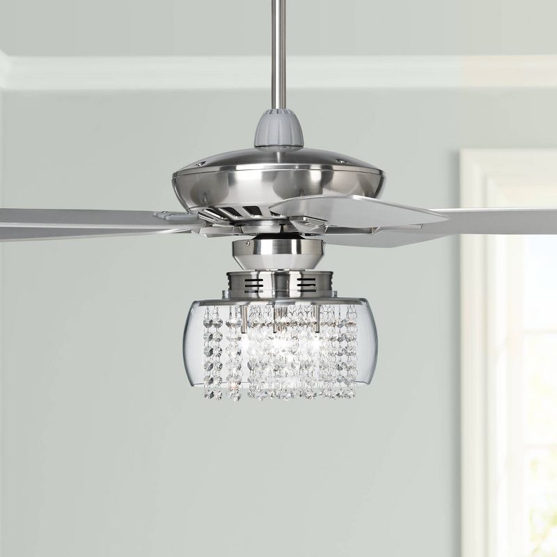 52" LED Antique Crystal Lighted Ceiling Fan White/Champagne - River of Goods