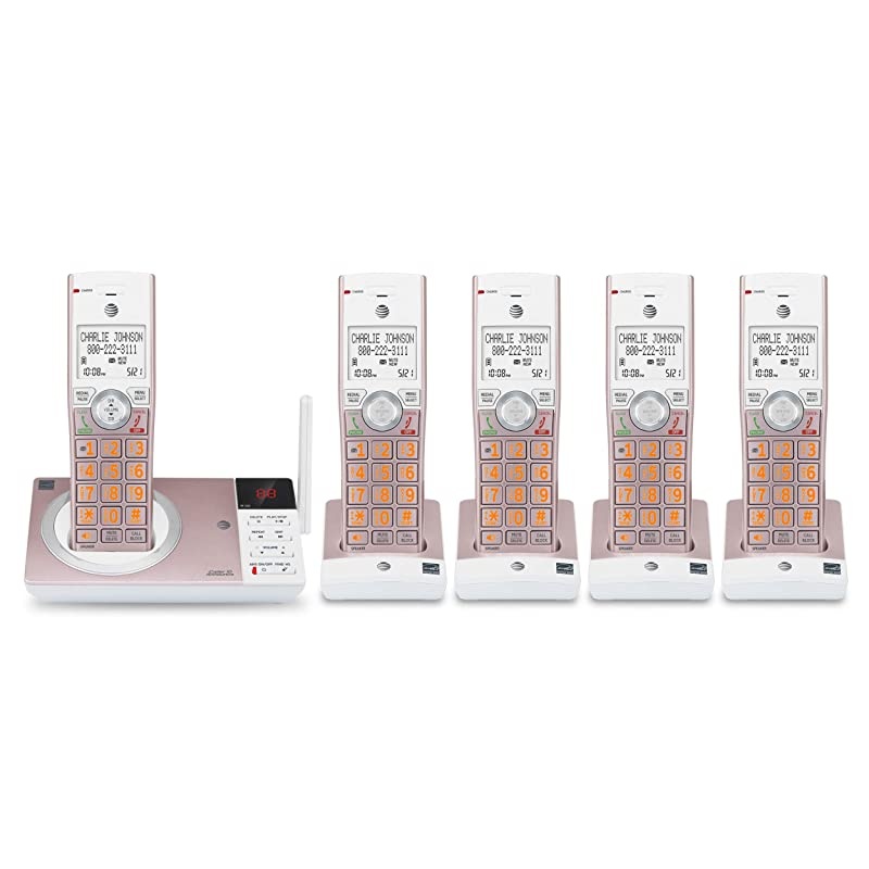 CL82557 5 Handset Answering System with Caller ID Announce, Rose Gold