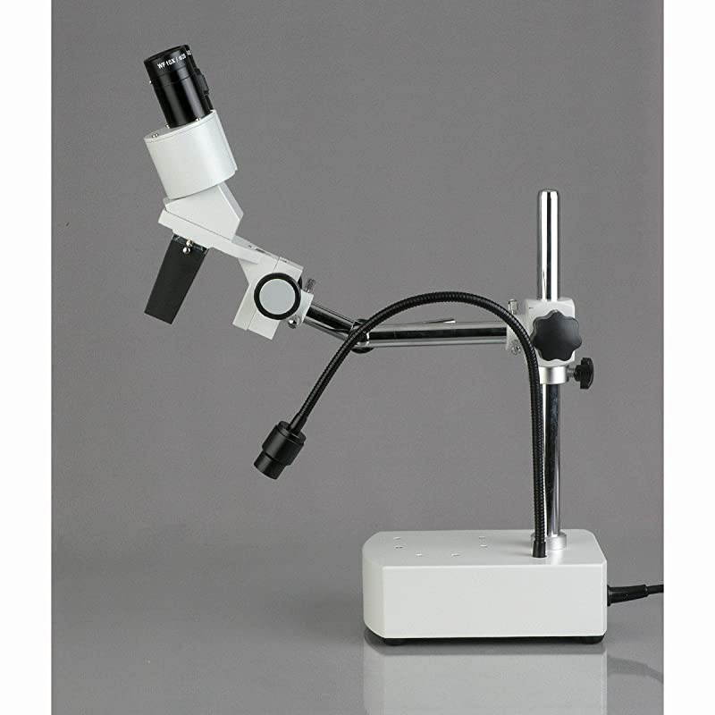 SE400-Y Professional Binocular Stereo Microscope, WF10x and WF15x Eyepieces, 10X and 15X Magnification, 1X Objective, LED Lighting, Boom-Arm Stand, 110V-120V