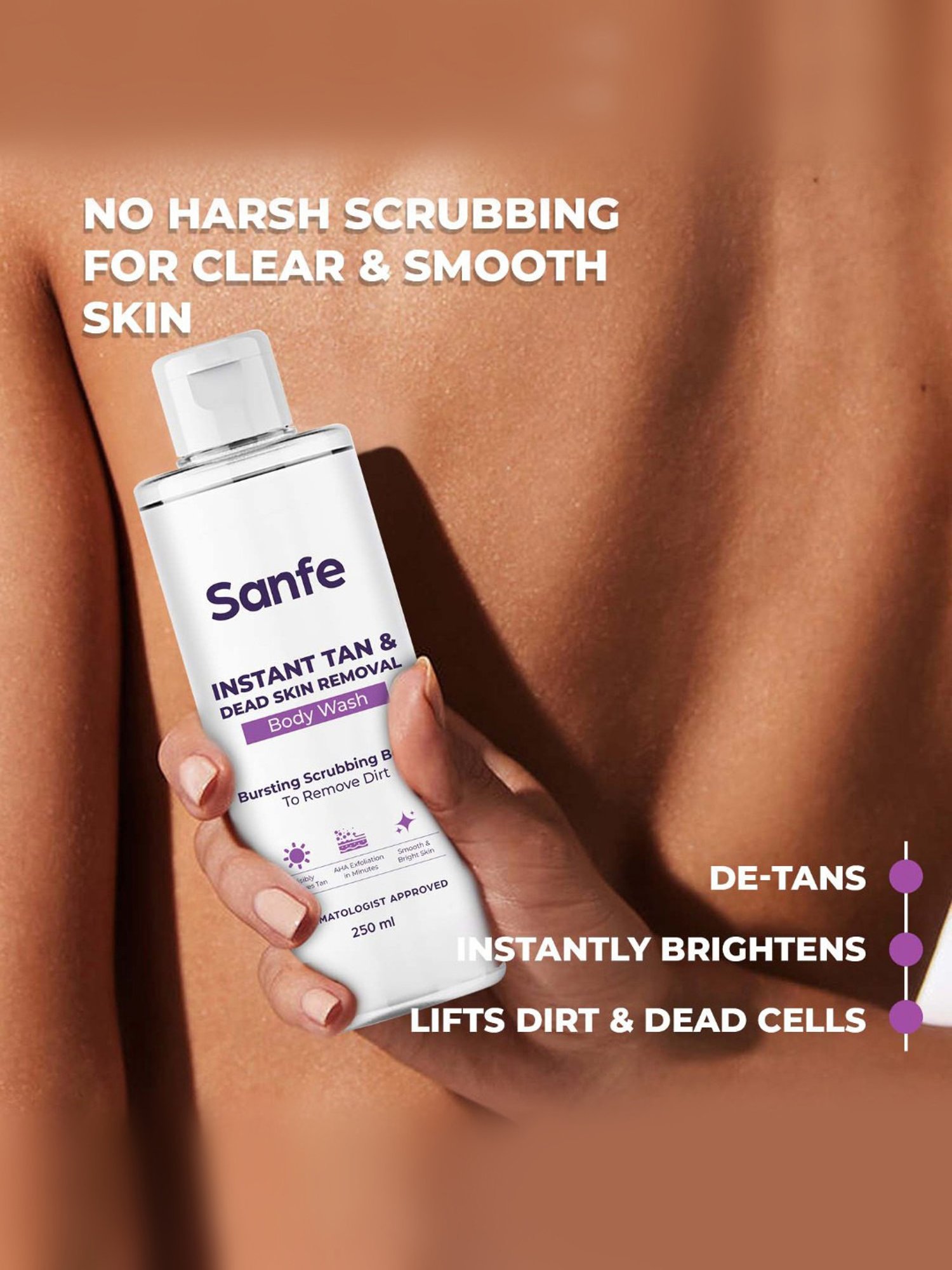 Sanfe Instant Tan & Dead Skin Removal Body Wash - 250 ml