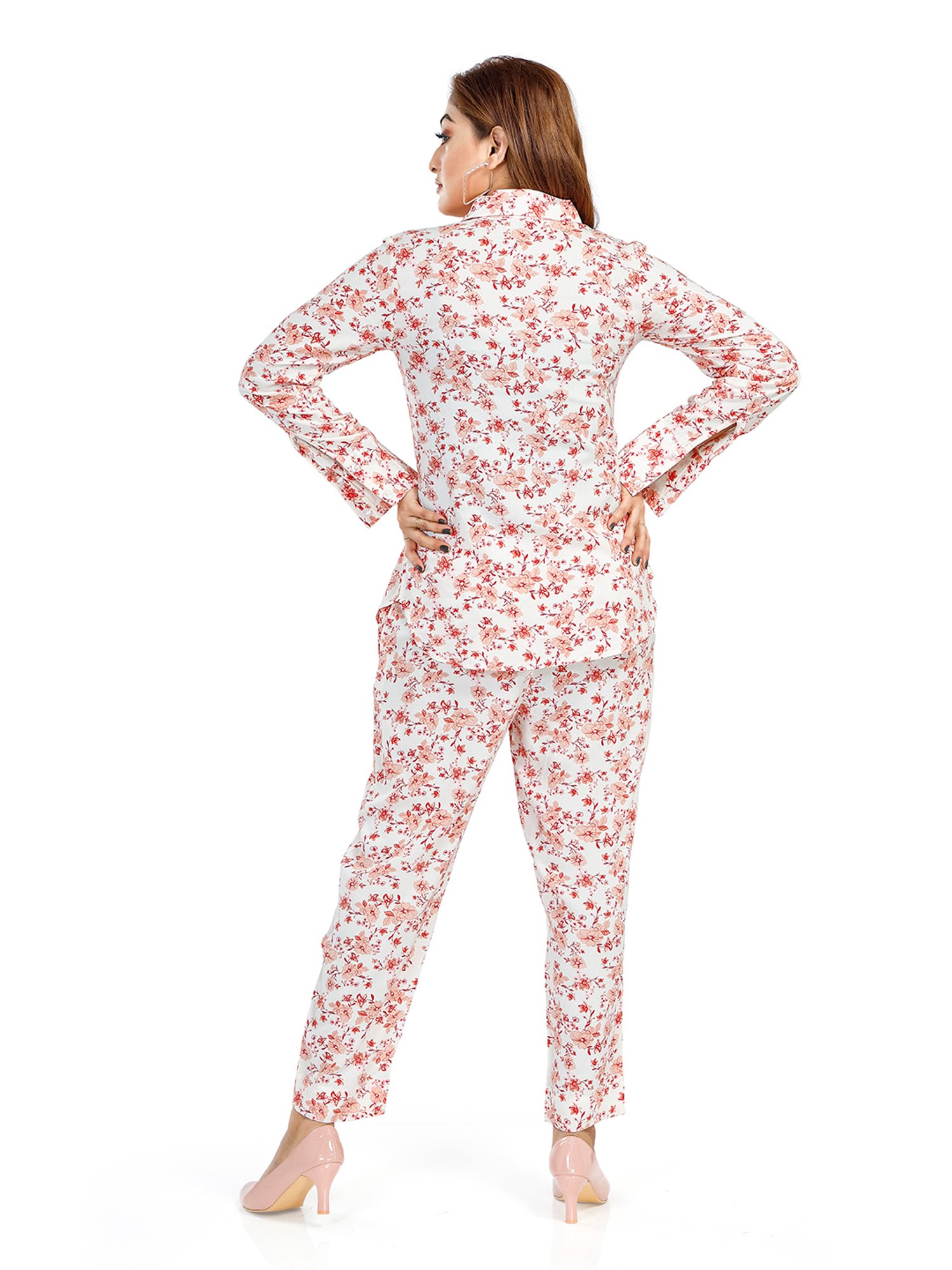 Nino Bambino White & Peach Printed Shirt With Pants