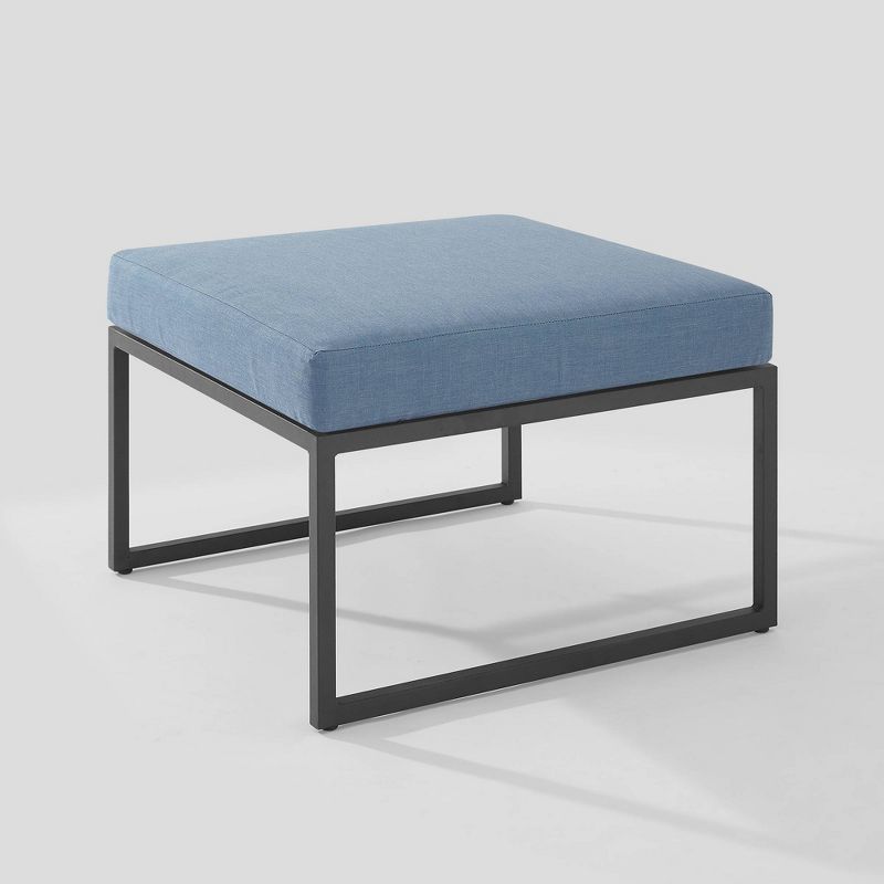 Outdoor Modern Modular Patio Ottoman with Cushion Blue - Saracina Home