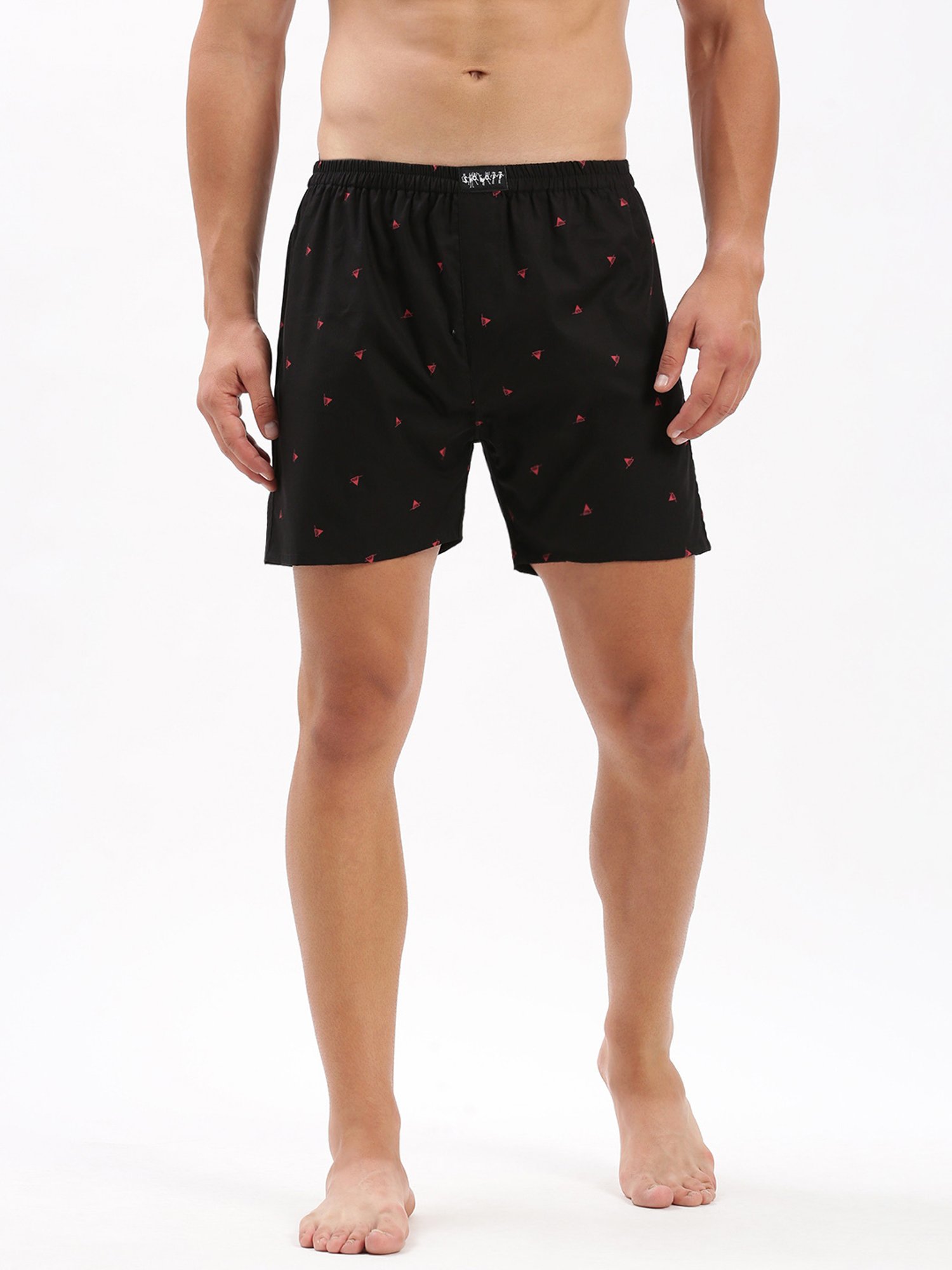 SHOWOFF Black Slim Fit Printed Cotton Boxers