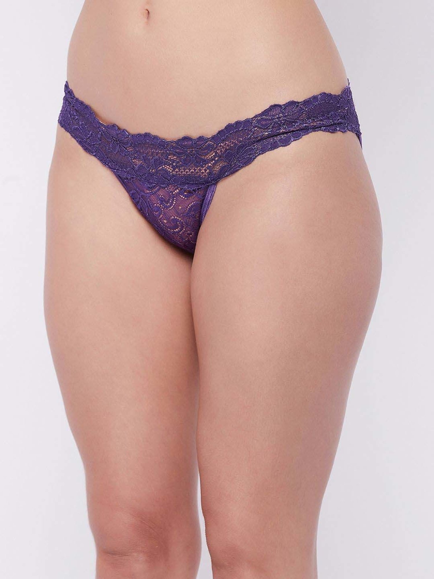 Secrets By ZeroKaata White & Purple Lace Work Bikini Panty - Pack Of 3