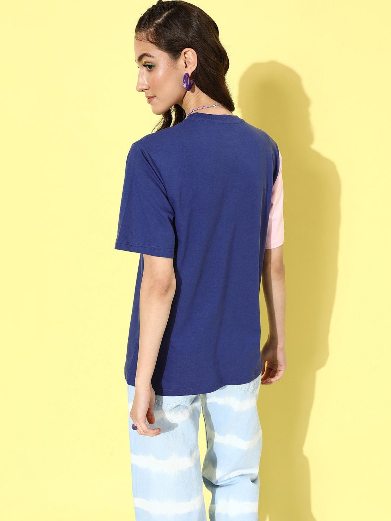 Dillinger Navy Cotton Color-Block Oversized T-Shirt