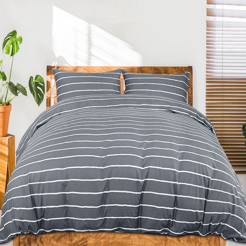 King Oakdale Duvet Cover Set Gray - Stone Cottage