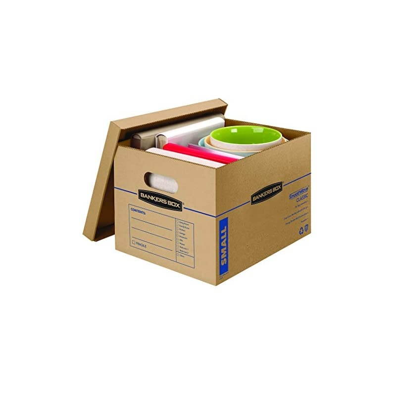 SmoothMove Classic Moving Boxes, Tape-Free Assembly, Easy Carry Handles, Small, 15 x 12 x 10 Inches, 15 Pack (7714209),Brown