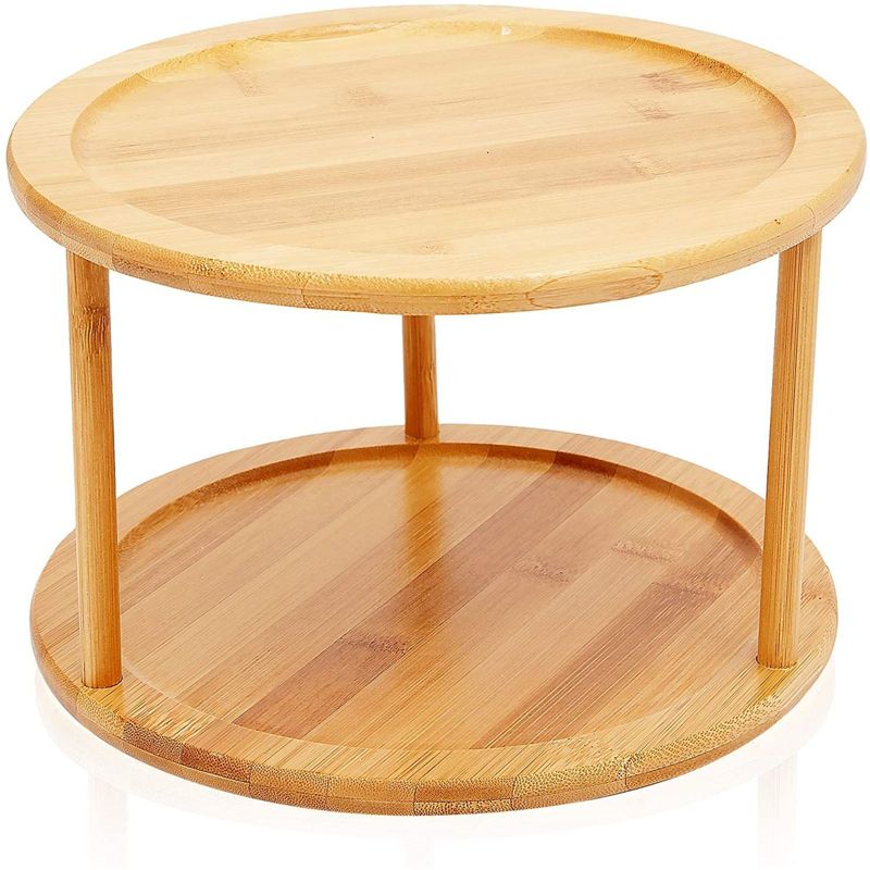 Farmlyn Creek Bamboo Turntable for Kitchen Cabinet, 2-Tier Organizer (10 x 7 Inches)