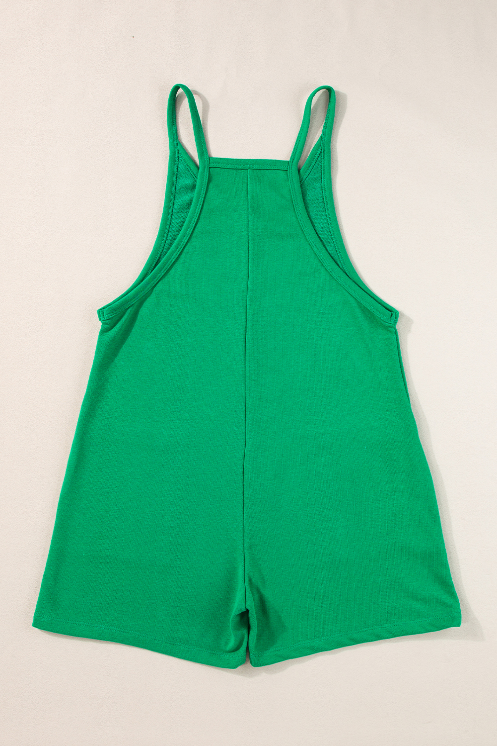 Bright Green Spaghetti Straps V Neck Pocketed Romper