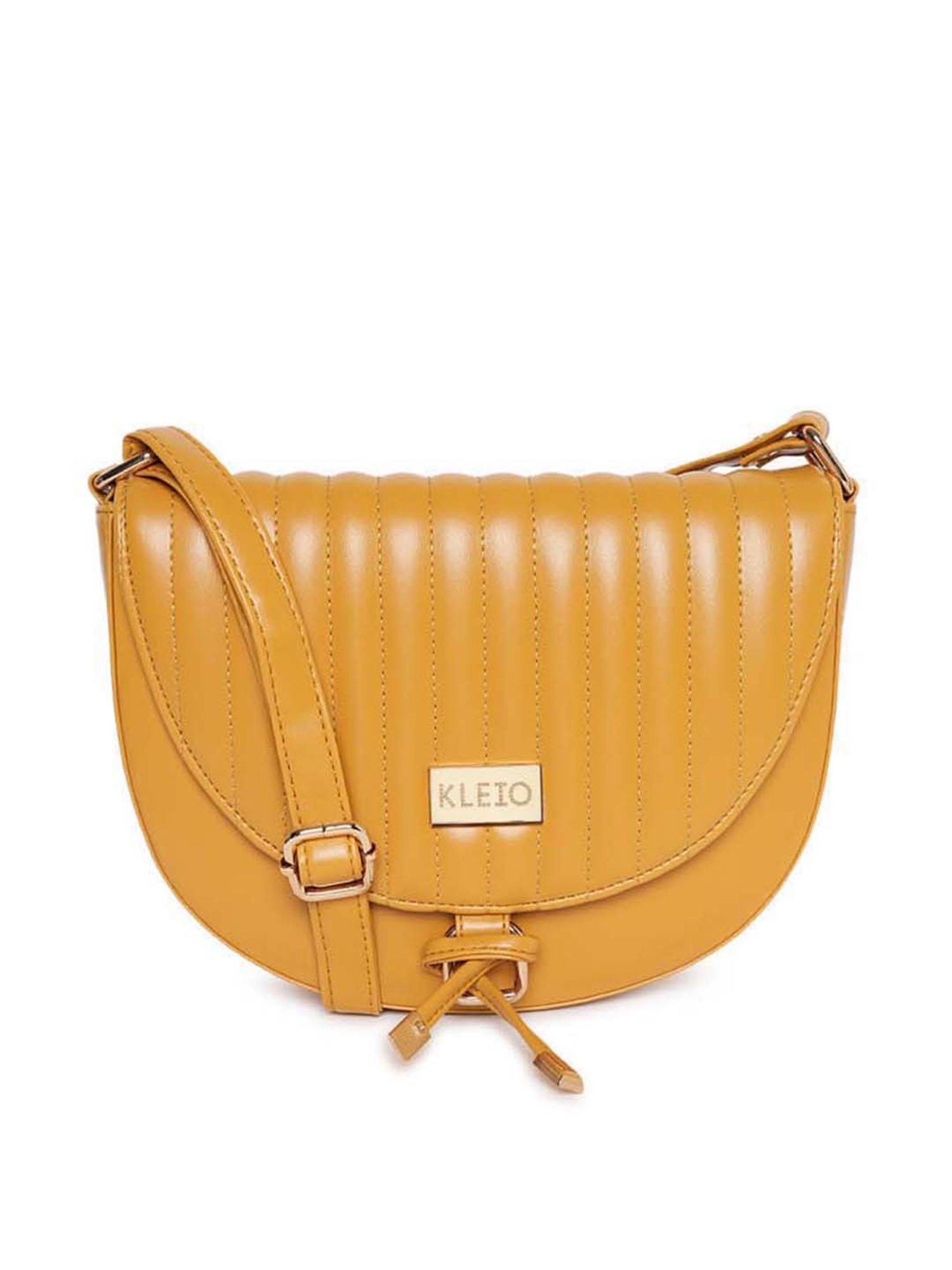 KLEIO Yellow Quilted Medium Sling Handbag
