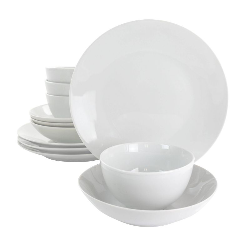 Gibson Home 12pc Ceramic Classic Pearl Dinnerware Set White