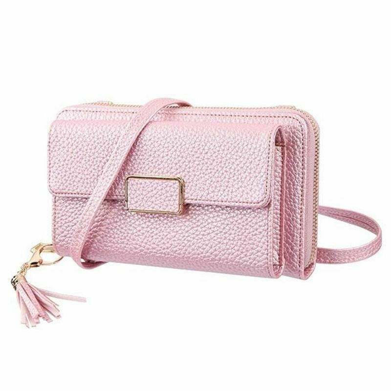 Lady's Horizontal Posh MyJacket Wallet with Removable Shoulder Strap, Rose Gold