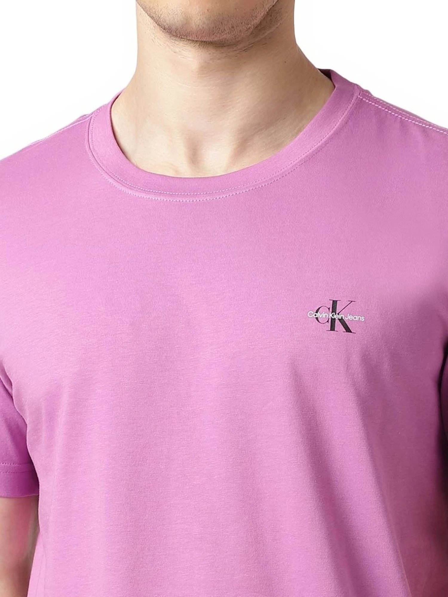 Calvin Klein Jeans Purple Cotton Regular Fit Logo Printed T-Shirt