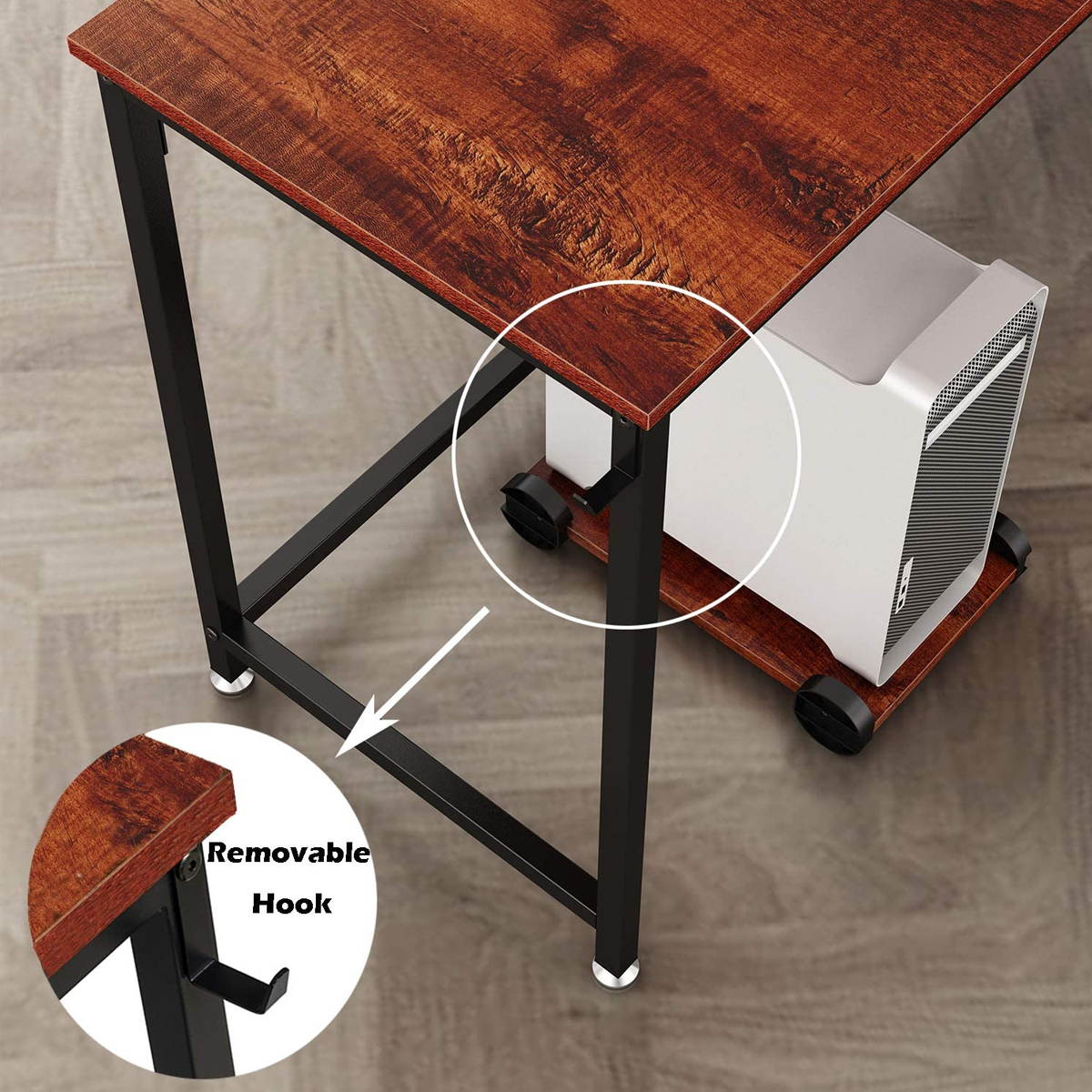 L-Shaped Computer Desk, 66-Inch Corner Desk for Study, with CPU stand Home Office Writing Workstation, Gaming Table, Space-Saving, Easy Assembly, Industrial Design, Sandalwood,GT172