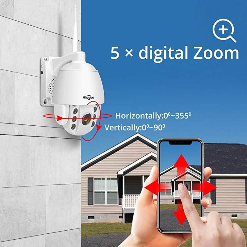 1080P HD Outdoor Wireless Security Camera Pan Tilt Zoom 5X Digital Compatible  Wireless Security Camera System PTZ Camera TwoWay Audio Waterproof Dome Motion Detection Night Vision