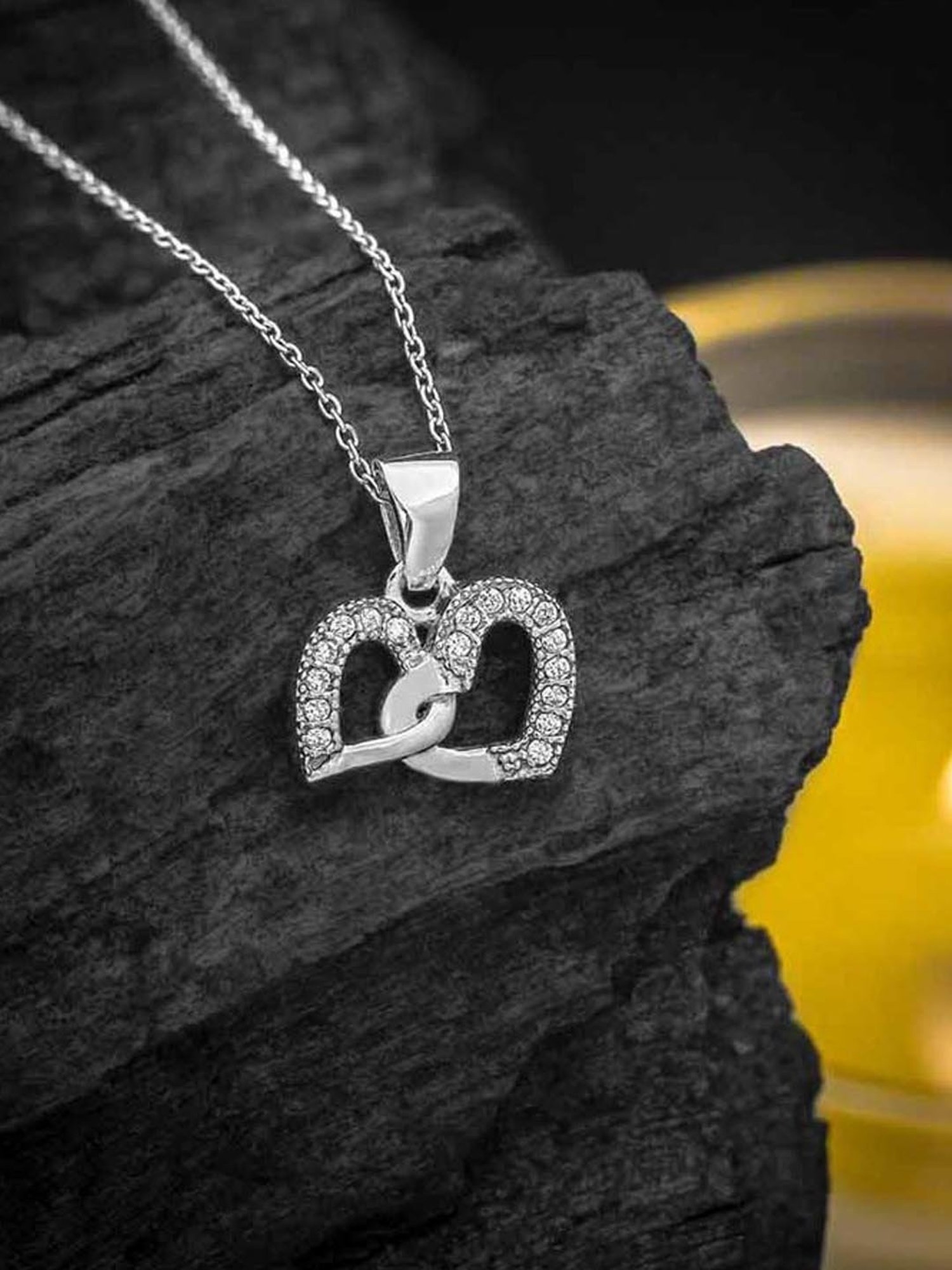 Anayra 92.5 Sterling Silver Heart Pendant with Chain for Women