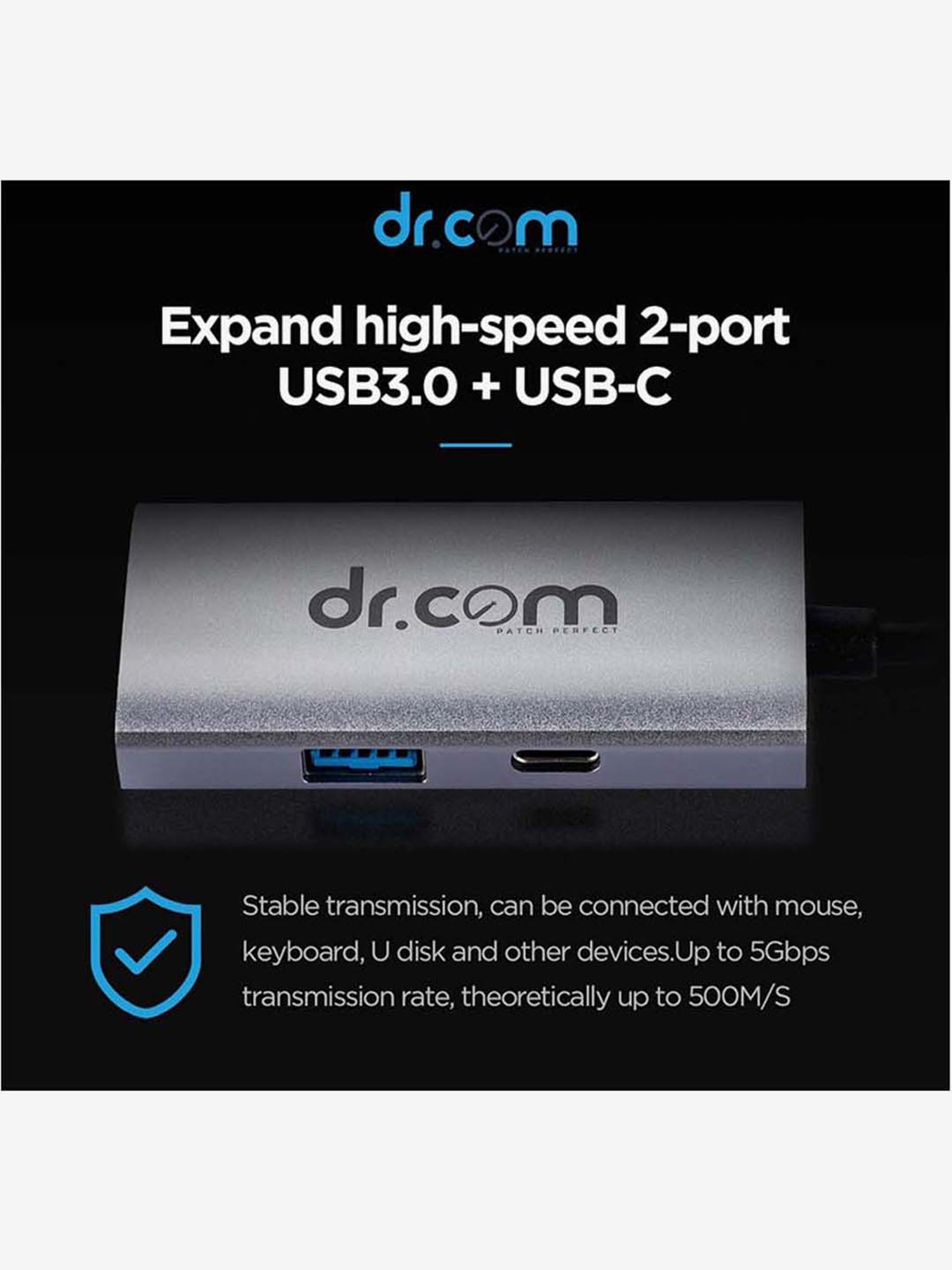 Dr.Com DCH-300 3-in-1 USB C to HDMI and USB 3.0 Adapter with upto 100W Charging (Grey)