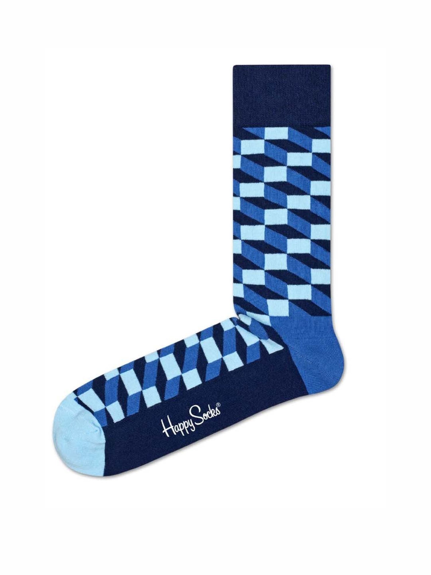 Happy Socks Filled Optic Blue Cotton Printed Socks (41-46)