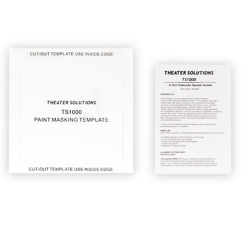 Theater Solutions TS1000 Flush Mount Passive 10" Subwoofer Speaker Wall 2 Pack