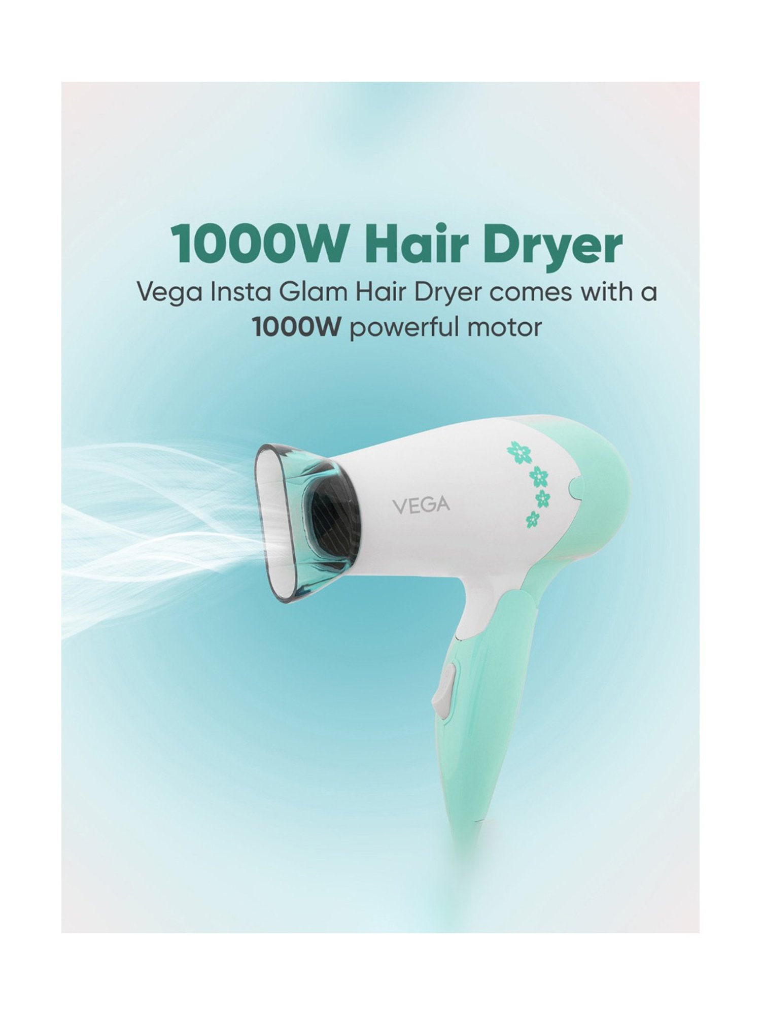 Staunch SHD2011 1600W Compact and Foldable Hair Dryer (White and Pink)