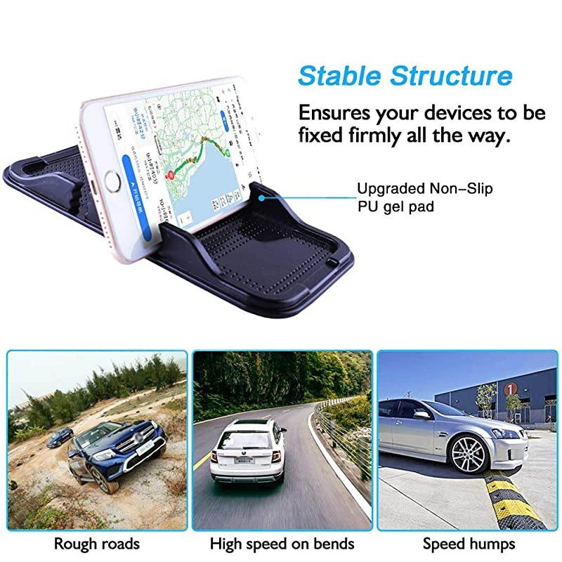 Cell Phone Holder for Car Removable and Reusable Phone Holder with Heat Resistant and Damage Free Car Dashboard Sticky Gel Pads for Sunglasses Keys Coins and More