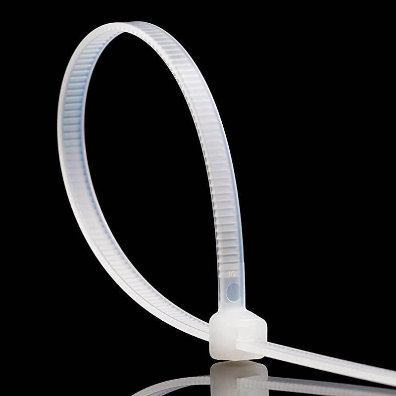 8" Nylon Cable Zip Ties (100 Pack)- Heavy Duty Industrial Grade Wire Ties 50 Pounds - Plastic Clear Cable Tie Mount - Tie Wraps Perfect for Organizing Wires, Home, Office Use