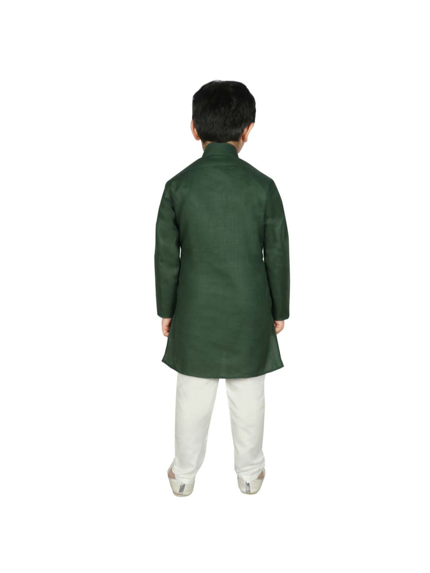 SG Yuvraj Kids Green & White Solid Kurta with Pyjama