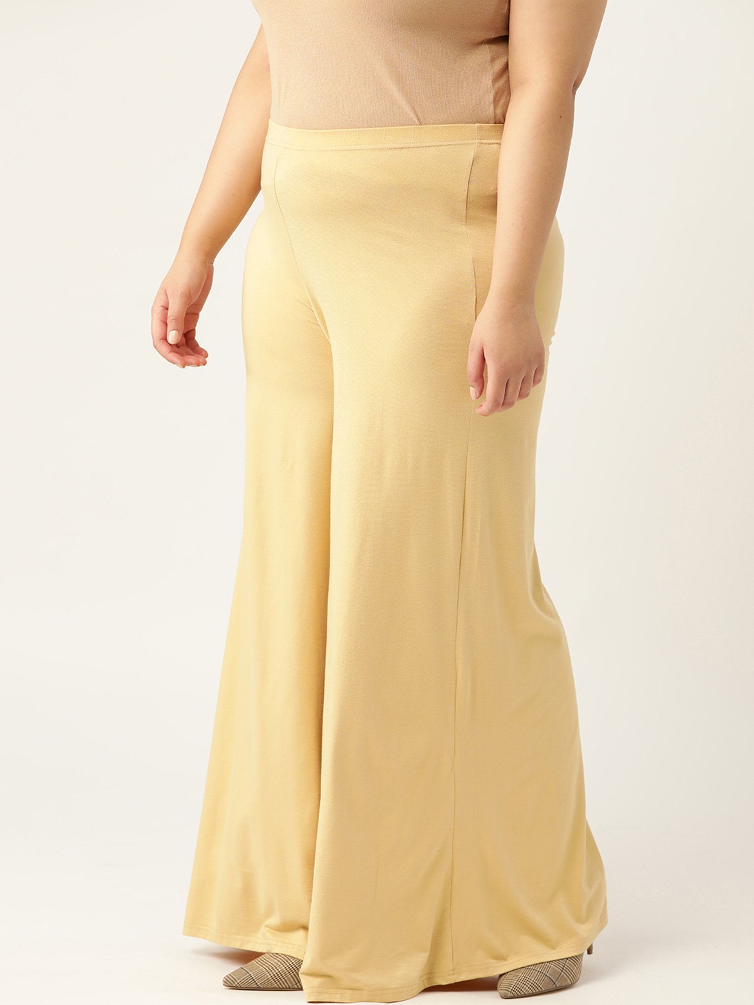 theRebelinme Beige High Rise Palazzos