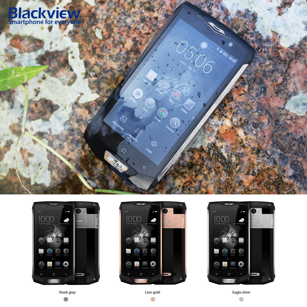 Blackview BV8000 Pro Smartphone IP68 Waterproof MT6757 Octave Core 6G RAM 64G ROM  Android 7.0 4G Phone(Gray)