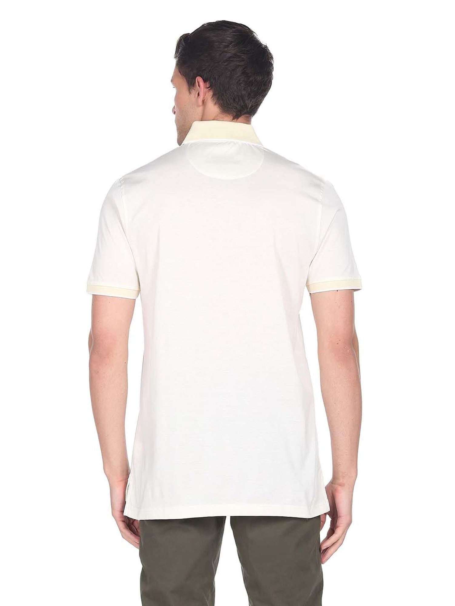 Arrow Light Yellow Regular Fit Cotton Polo T-Shirt