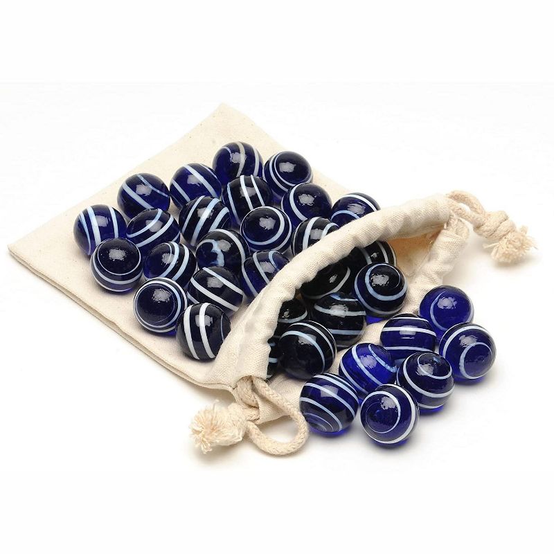 WE Games Dark Blue Stripe Glass Marbles for Solitaire- Set of 33