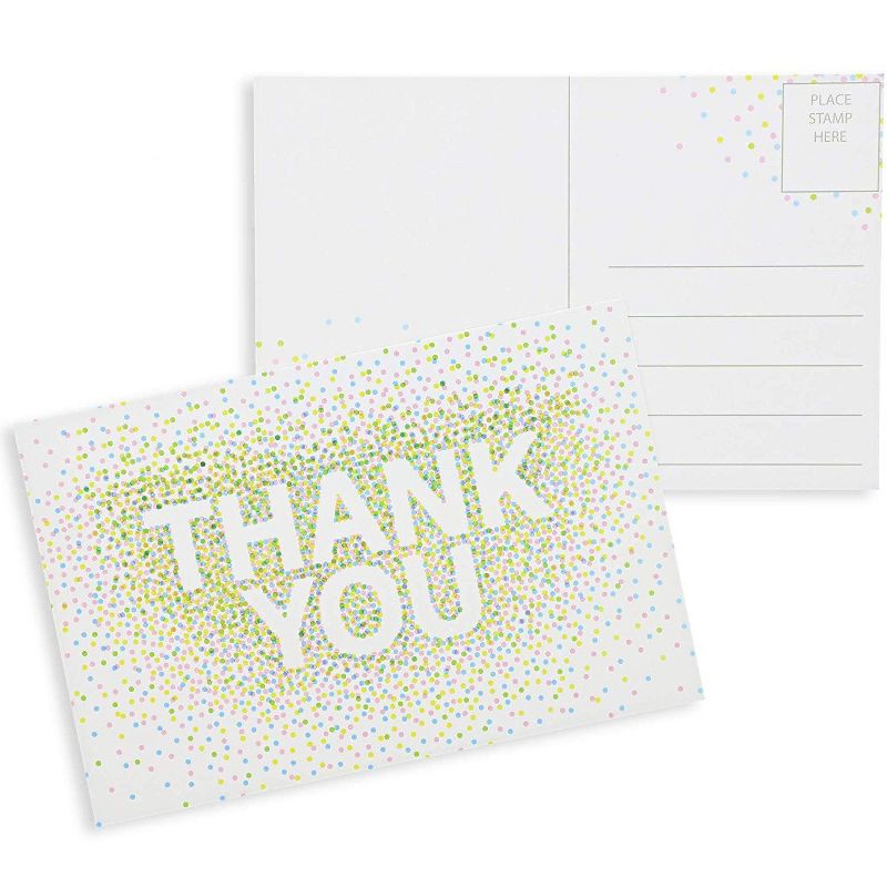 Paper Junkie 60-Pack White Confetti Design Thank You Post Cards Postcards Bulk Sets 4x6 in