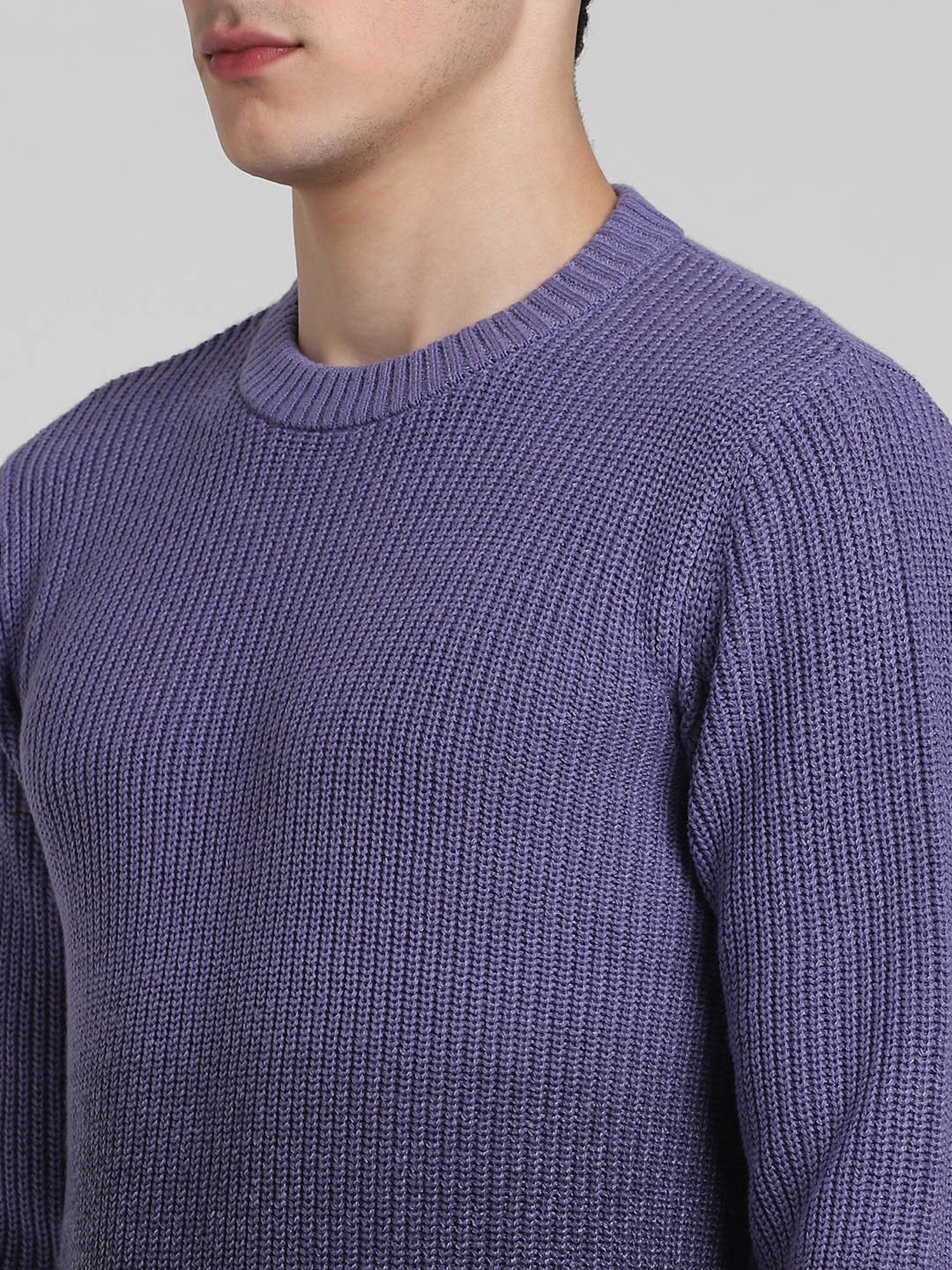 Jack & Jones Purple Slim Fit Textured Sweater